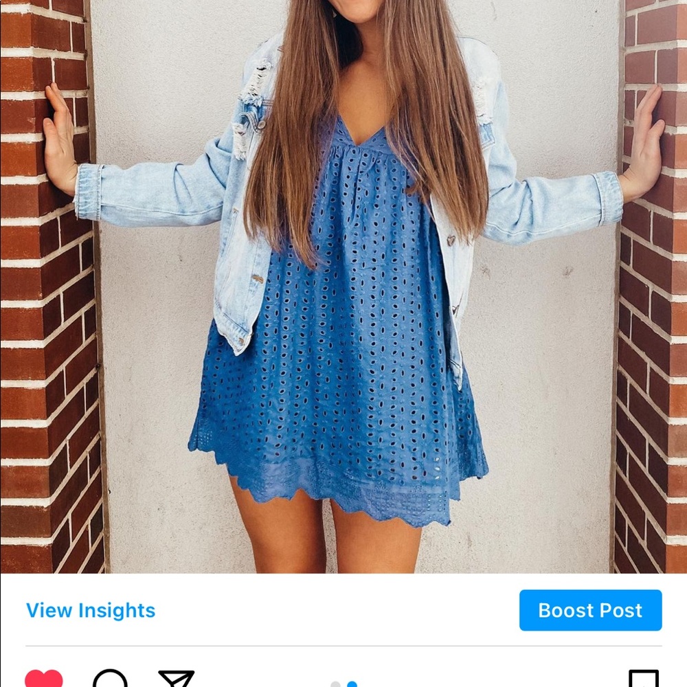 Blue eyelet romper dress